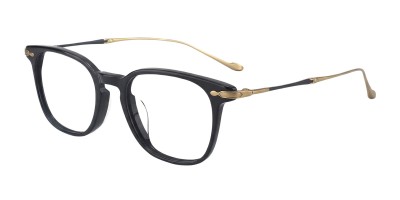 Square Black Golden Eyeglasses