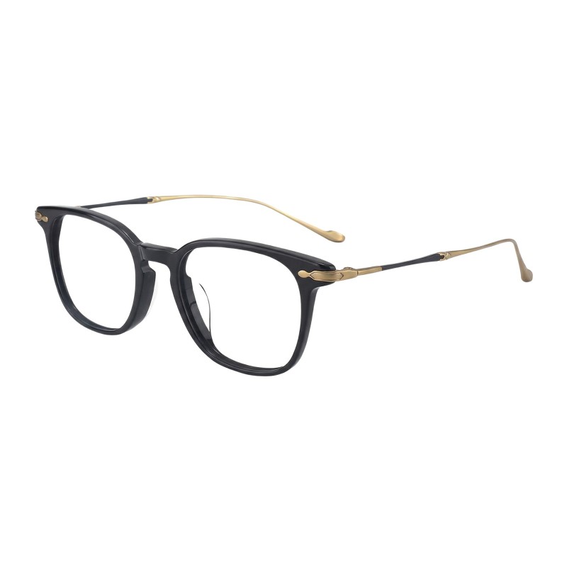 Square Black Golden Eyeglasses