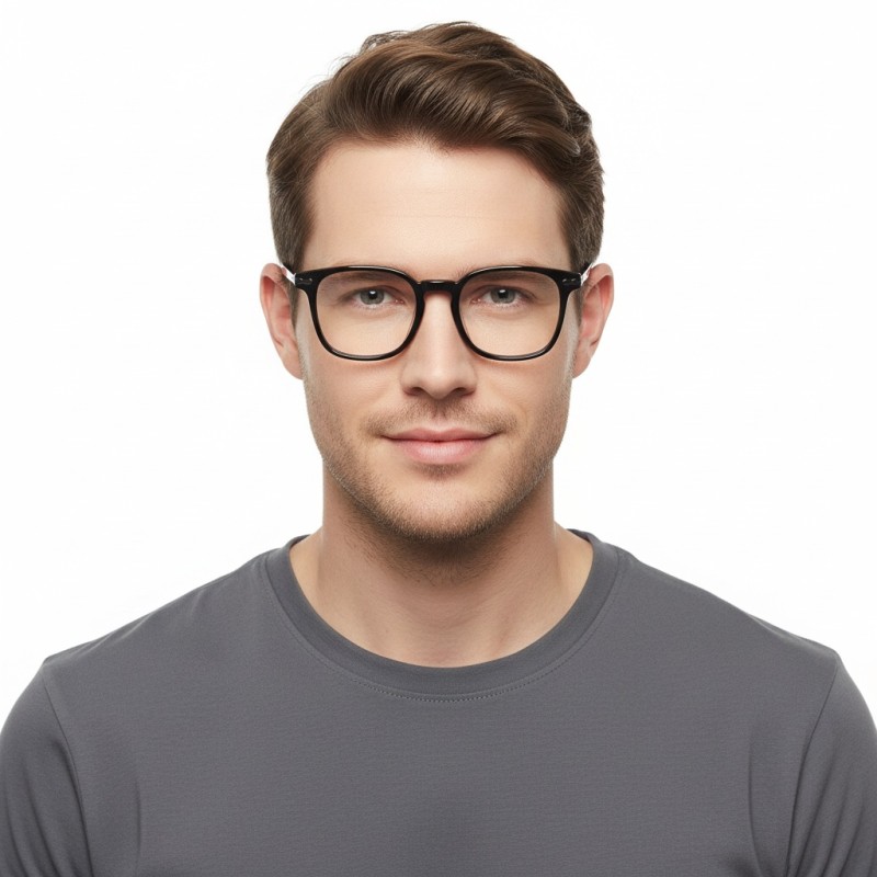 Square Black Gunmetal Eyeglasses