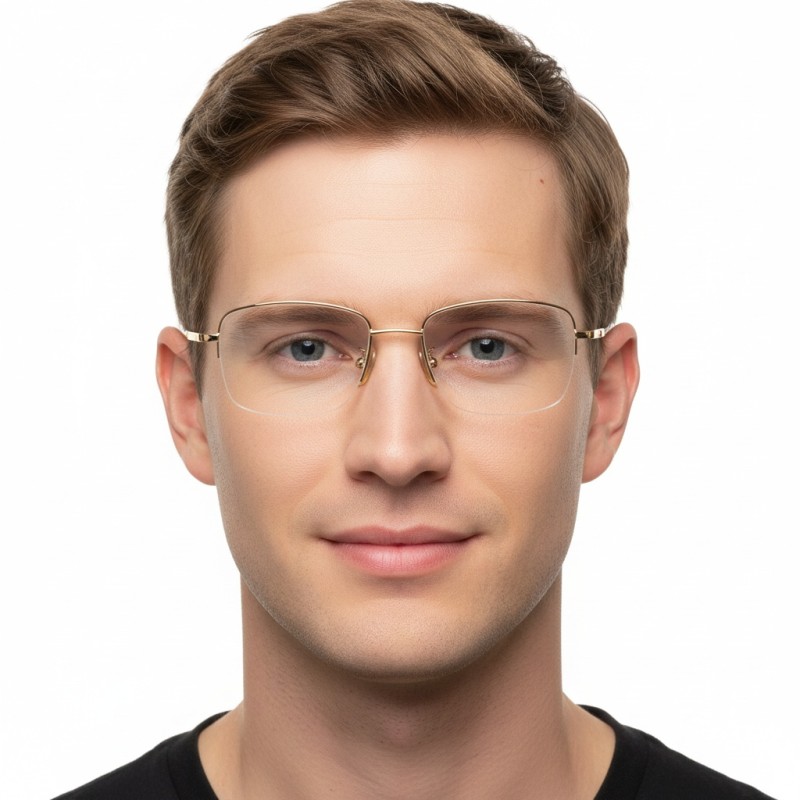 Rectangle Golden  Eyeglasses