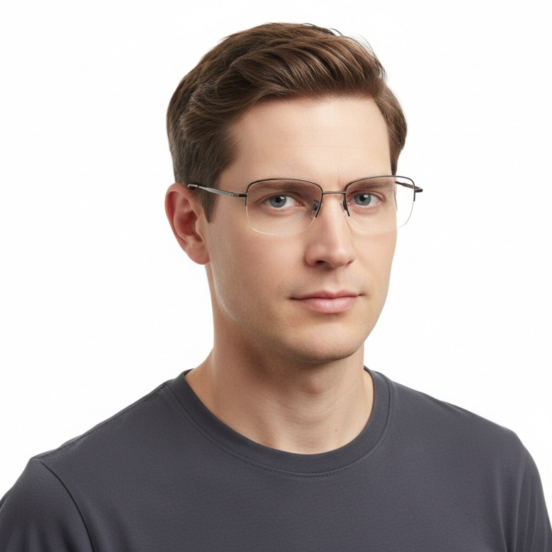 Rectangle Gunmetal  Eyeglasses