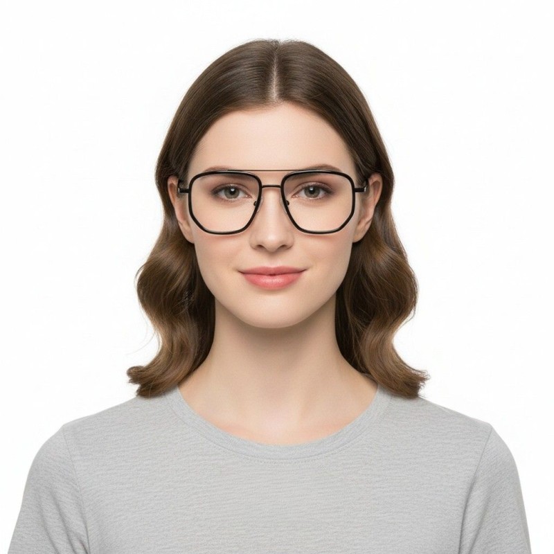 Polygon Black Eyeglasses