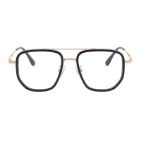 Polygon Black Golden Eyeglasses