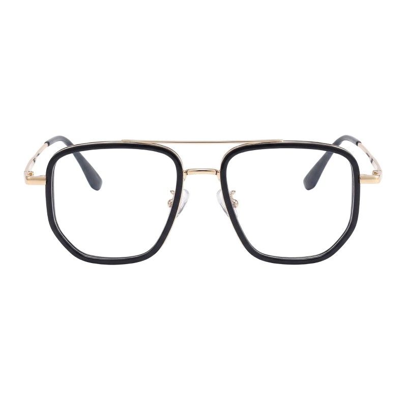 Polygon Black Golden Eyeglasses