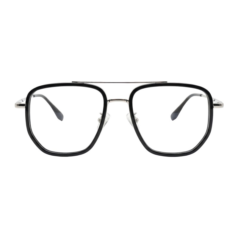Polygon Black Silver Eyeglasses
