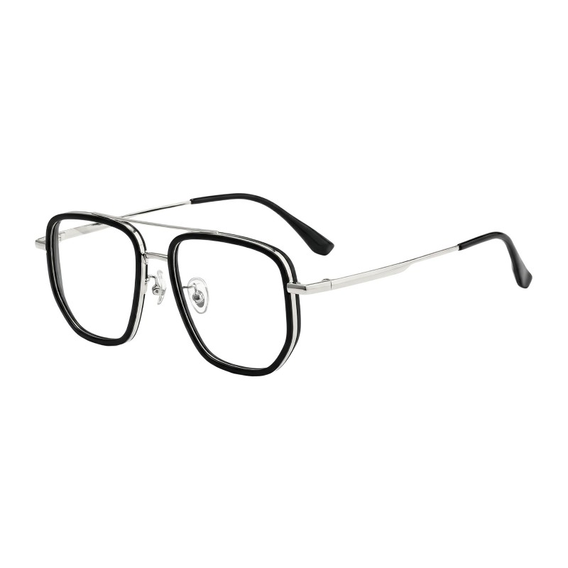 Polygon Black Silver Eyeglasses