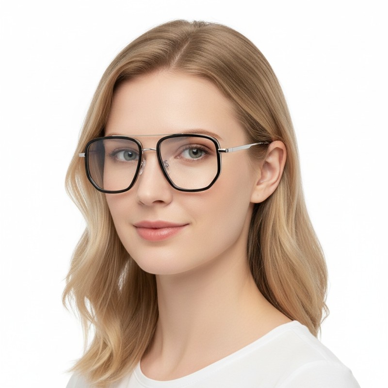Polygon Black Silver Eyeglasses
