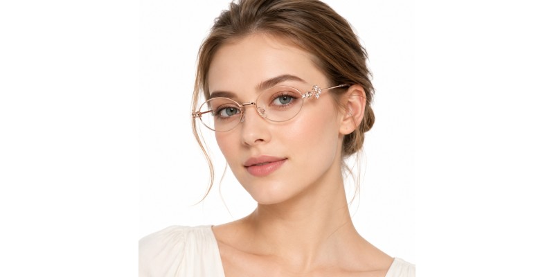 Aurora Rose Gold Oval Prescription Glasses additional view