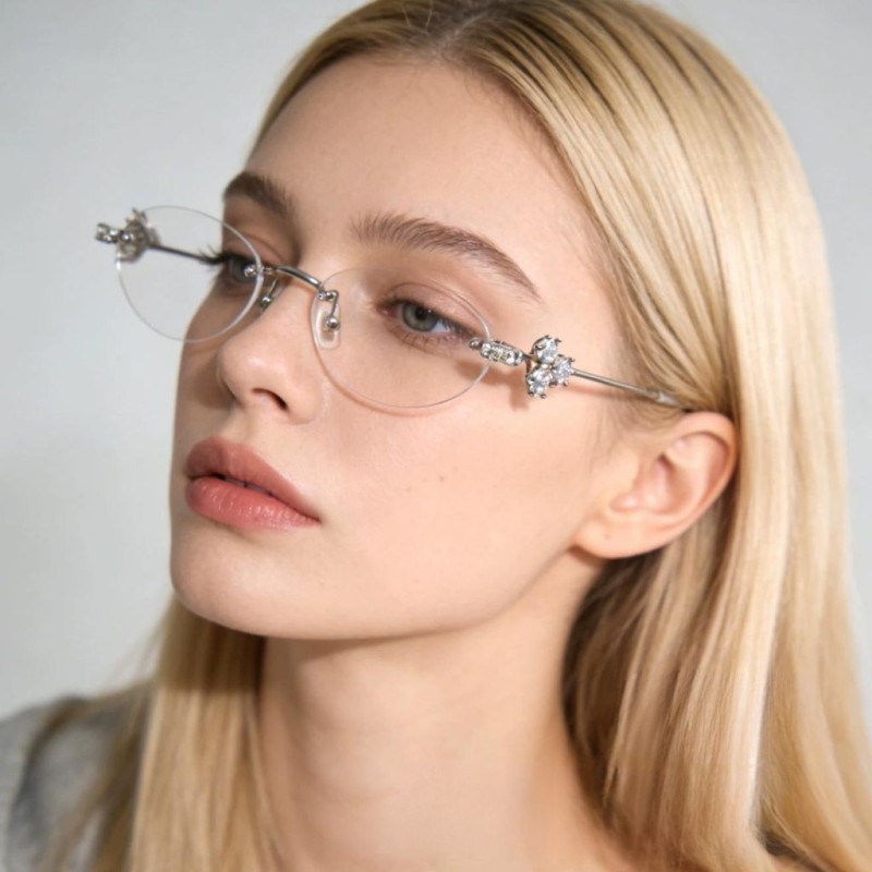 Glimmer Silver Oval Prescription Glasses additional view