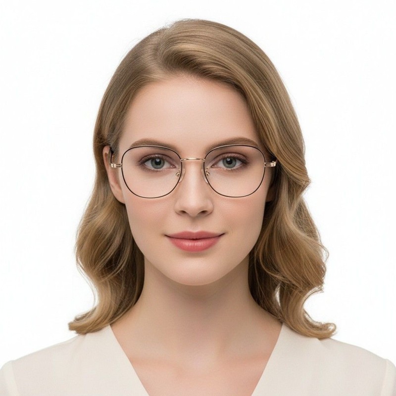 Round Black Rose Gold Eyeglasses