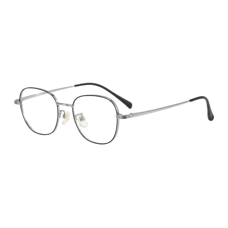 Round Black Silver Eyeglasses