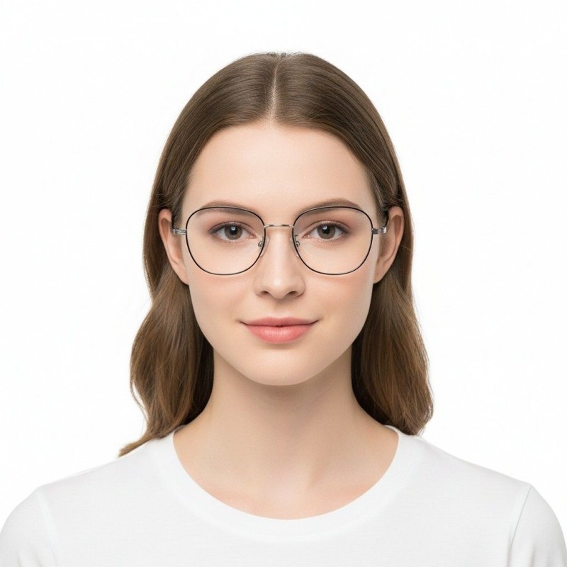 Round Black Silver Eyeglasses