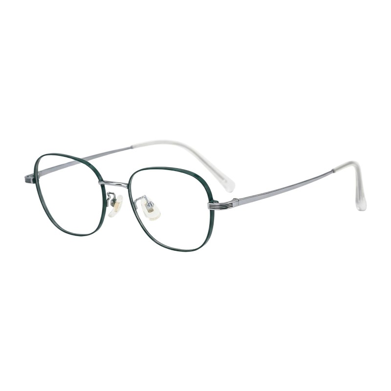 Round Green Silver Eyeglasses