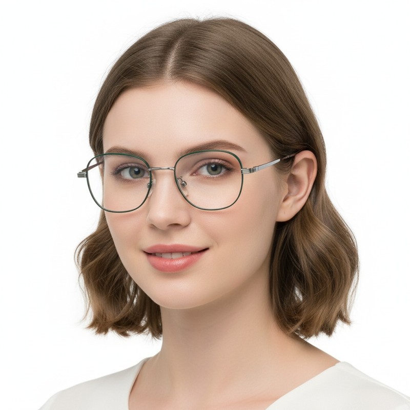 Round Green Silver Eyeglasses