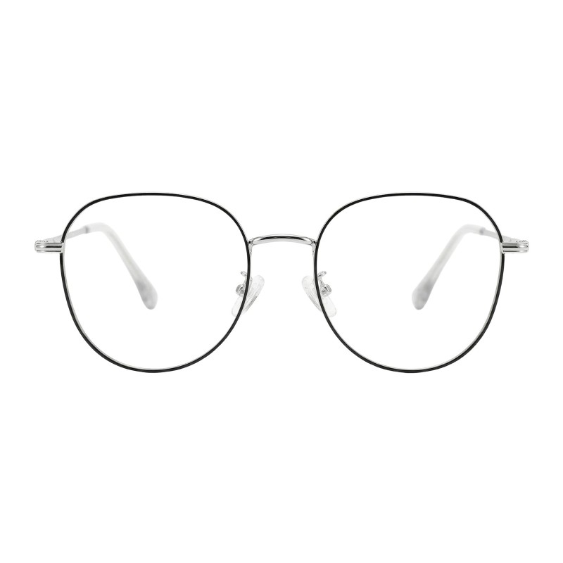 Square Black Silver Eyeglasses