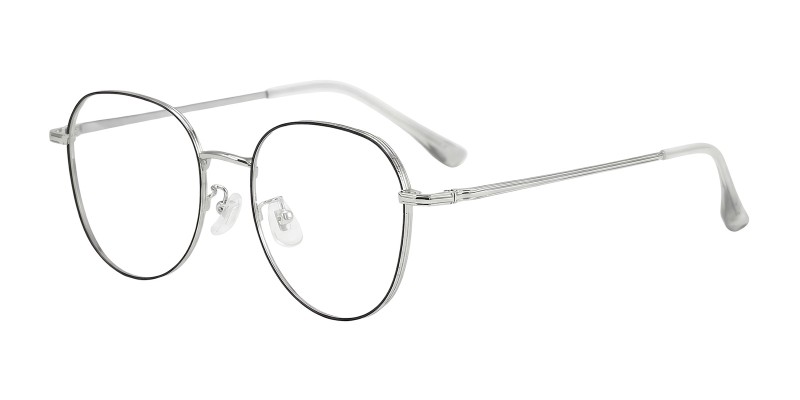 Alva Black Silver Round Prescription Glasses additional view