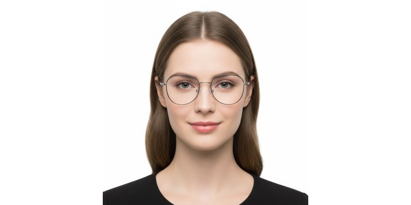 Alva Black Silver Round Prescription Glasses additional view