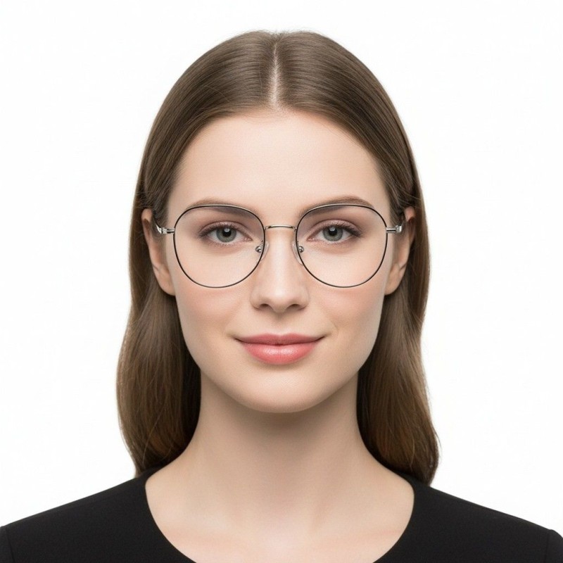 Square Black Silver Eyeglasses