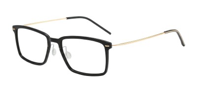 Rectangle Black Golden Eyeglasses