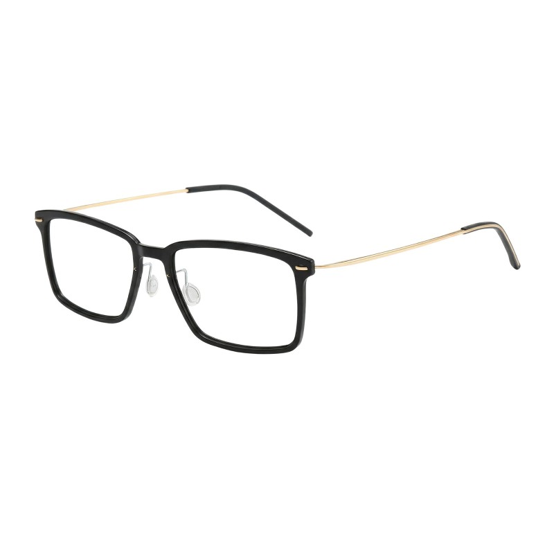 Rectangle Black Golden Eyeglasses