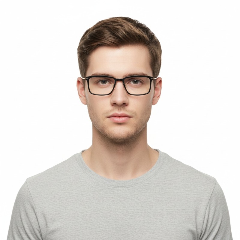 Rectangle Black Golden Eyeglasses