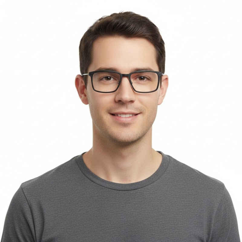 Rectangle Matte Black Eyeglasses