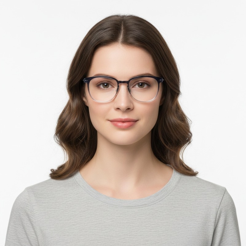 Square Blue Gray Eyeglasses