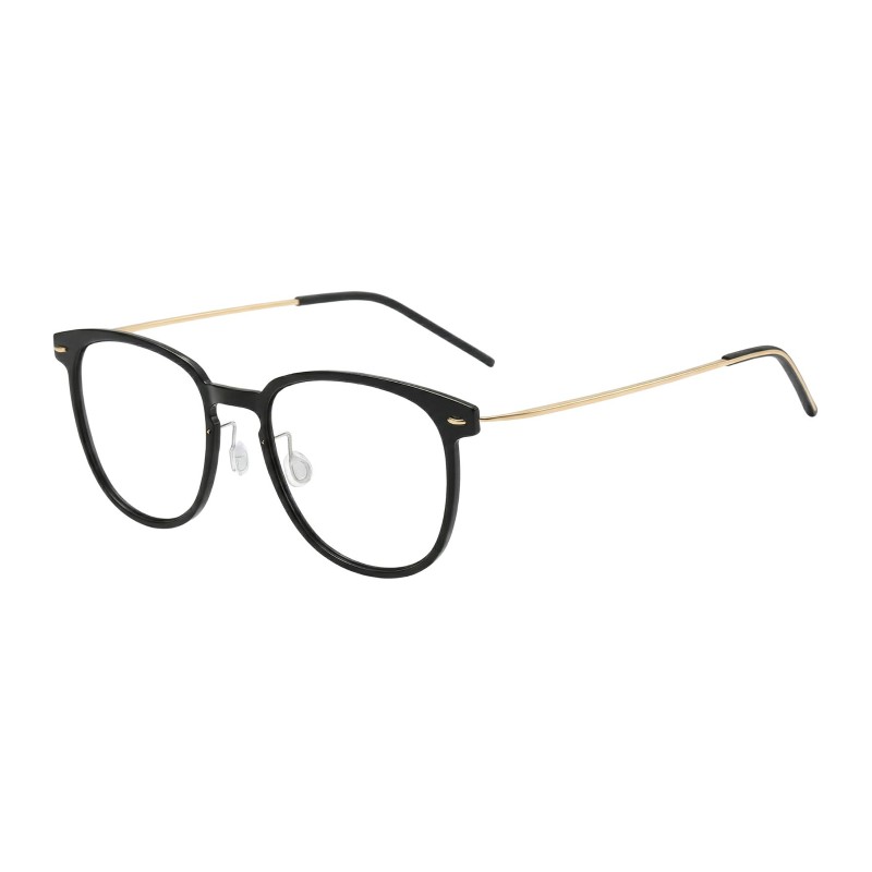 Square Black Golden Eyeglasses