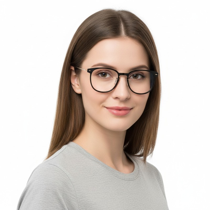 Square Black Golden Eyeglasses