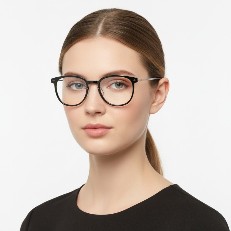Square Black Gunmetal Eyeglasses