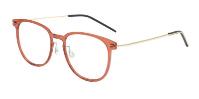 Square Red Golden Eyeglasses
