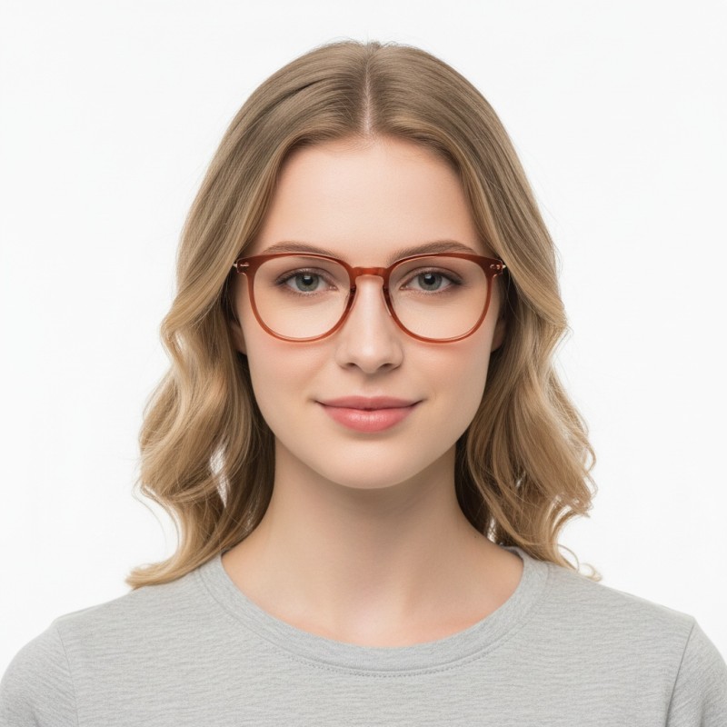 Square Red Gold Eyeglasses