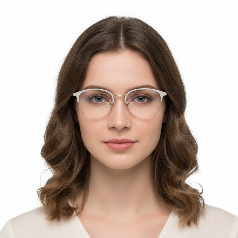 Browline White Eyeglasses