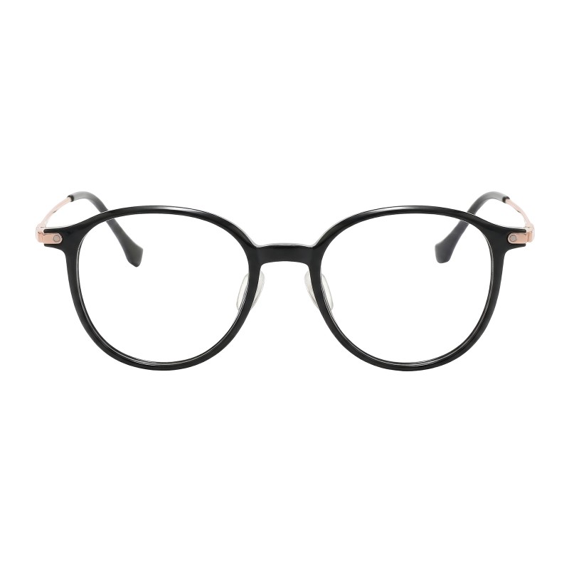 Round Black Rose Gold Eyeglasses