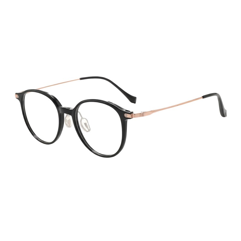 Round Black Rose Gold Eyeglasses