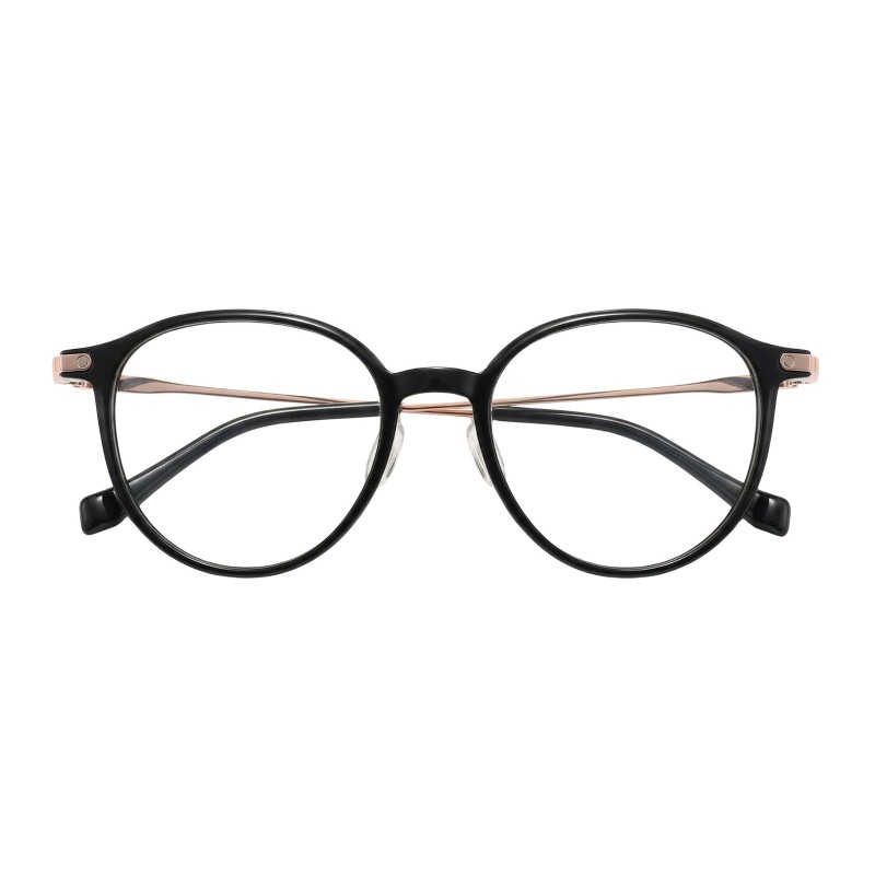 Round Black Rose Gold Eyeglasses