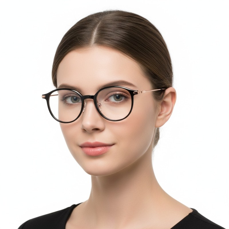 Round Black Rose Gold Eyeglasses