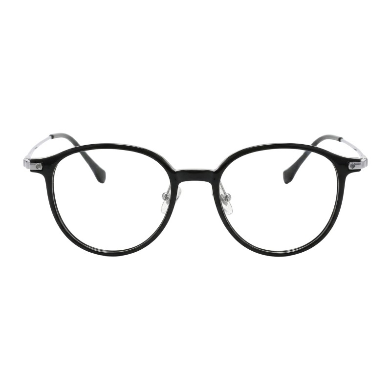 Round Black Silver Eyeglasses
