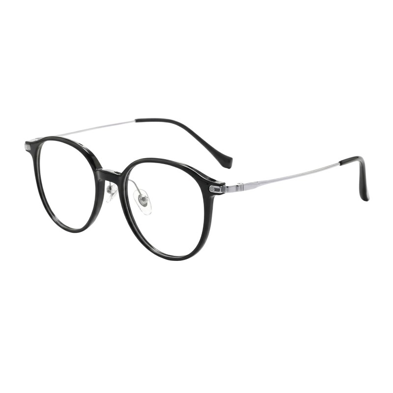 Round Black Silver Eyeglasses
