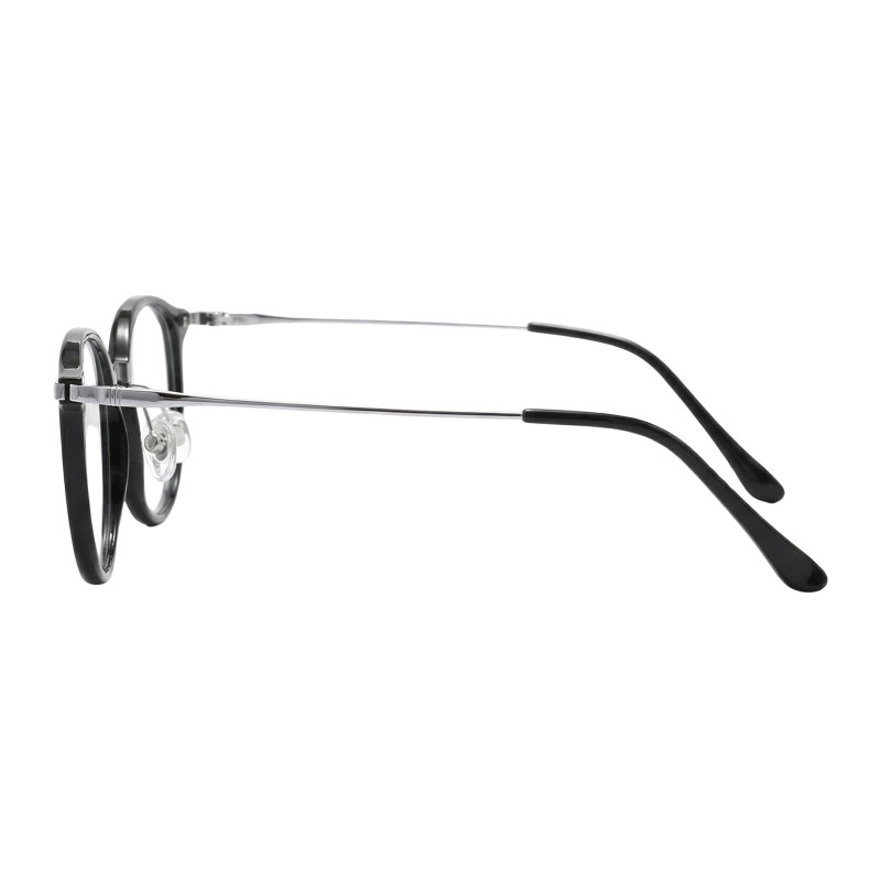 Round Black Silver Eyeglasses