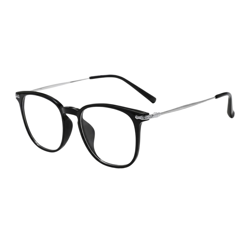 Round  Black Silver Eyeglasses