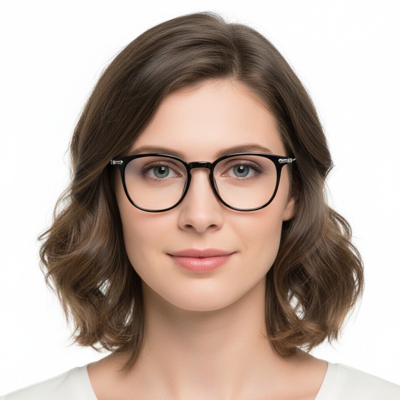 Round  Black Silver Eyeglasses