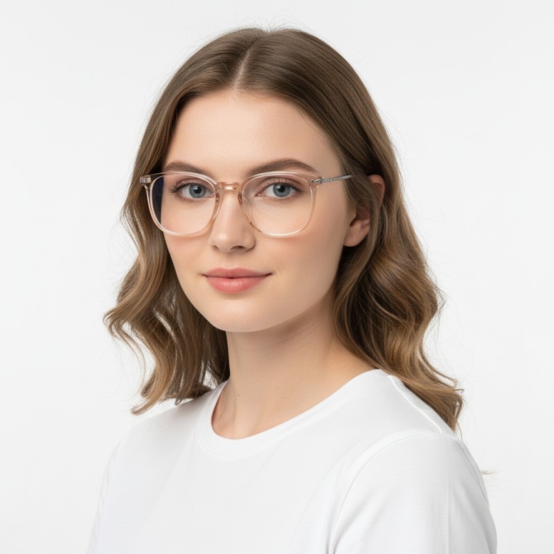 Round  Beige Eyeglasses