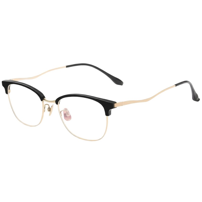 Ember Black Golden Browline Prescription Glasses additional view