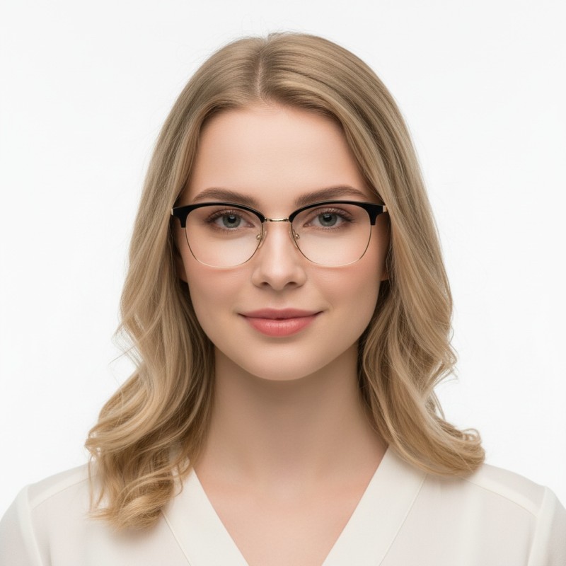 Ember Black Golden Browline Prescription Glasses additional view