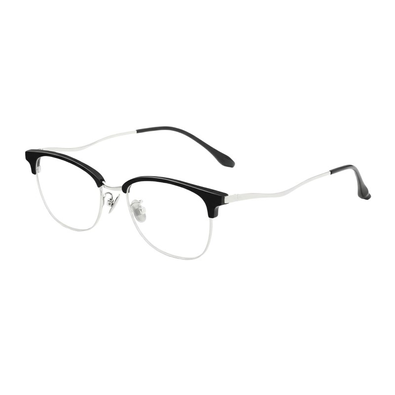 Browline Black Silver Eyeglasses