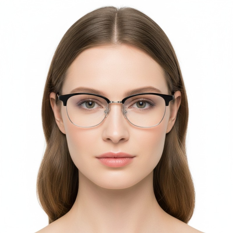 Browline Black Silver Eyeglasses