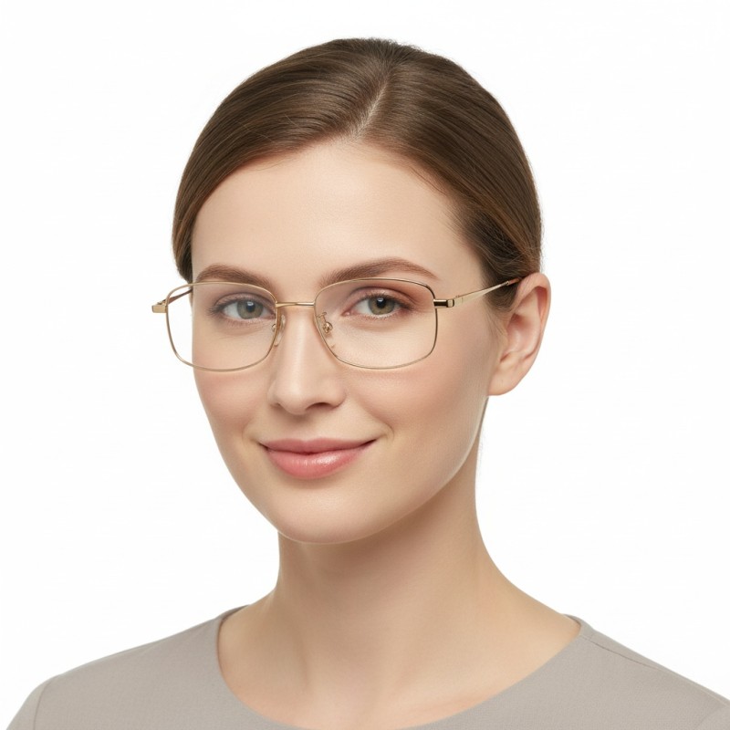 Rectangle Golden Eyeglasses