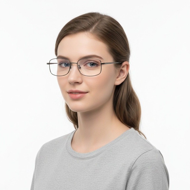 Rectangle Gunmetal Eyeglasses