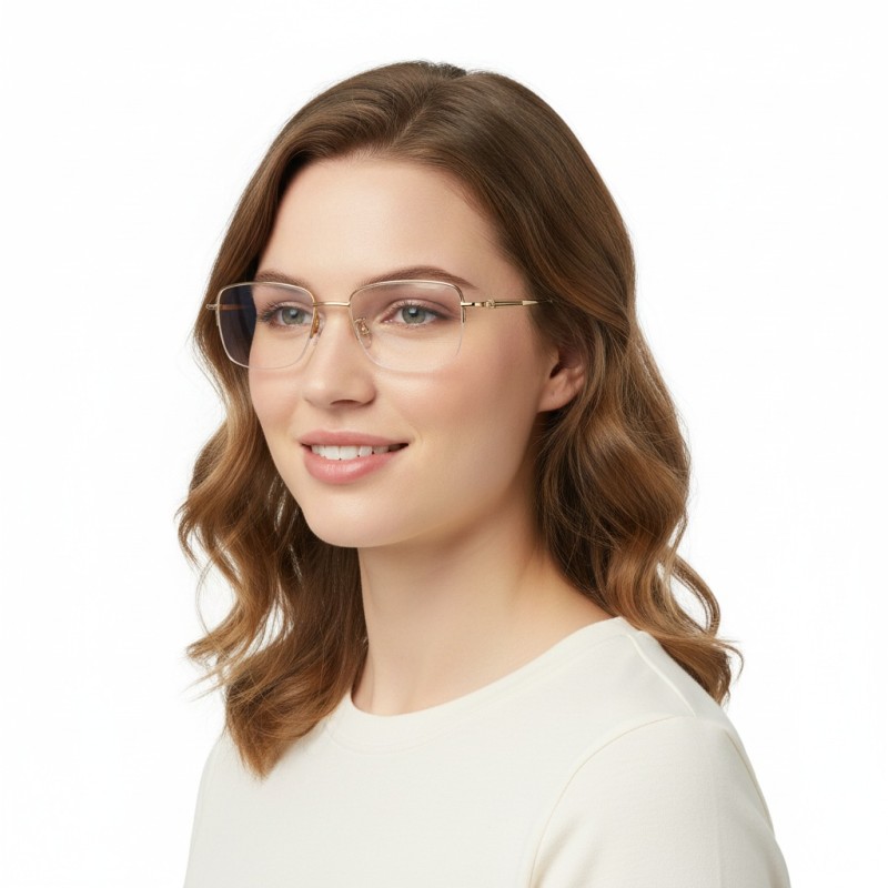 Rectangle Golden Eyeglasses